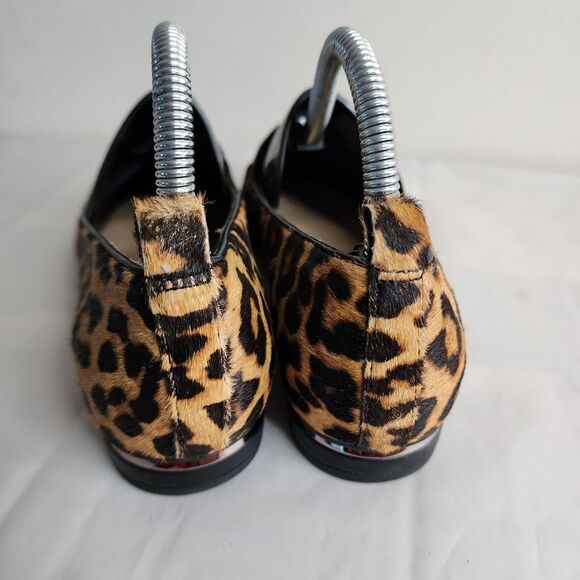 Franco Sarto Leopard Cheetah Print  Block Heel Flats Leather Size 8M Calf Hair - Picture 9 of 14